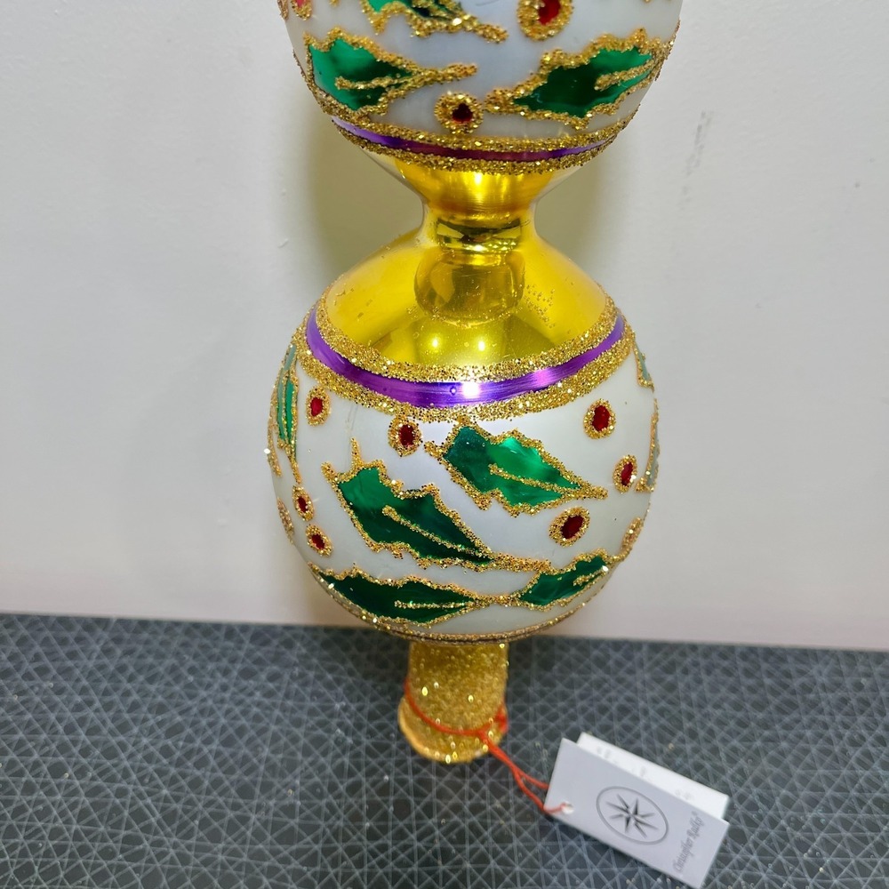 Christopher Radko Retired Vintage Extremely Rare HOLLY RIBBONS FINIAL 1993 - Picture 5 of 14